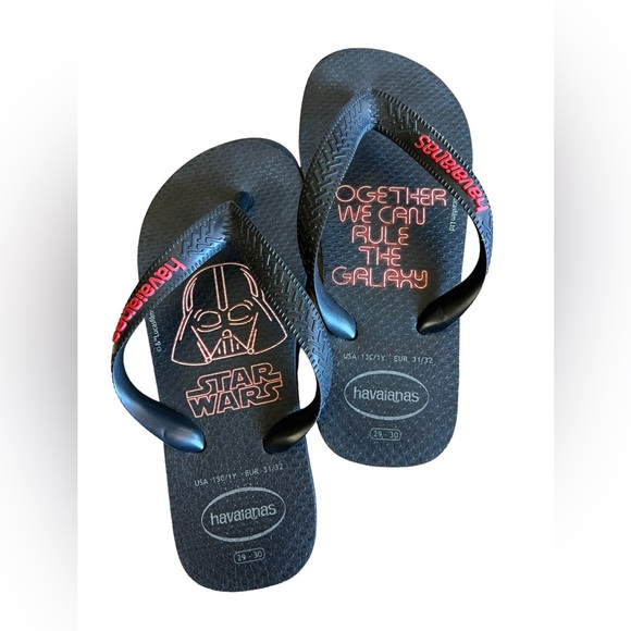 HAVAIANAS Kids Star Wars Flip Flops Darth Vader 13C/ 1Y Made In Brazil Black Red - Picture 4 of 5